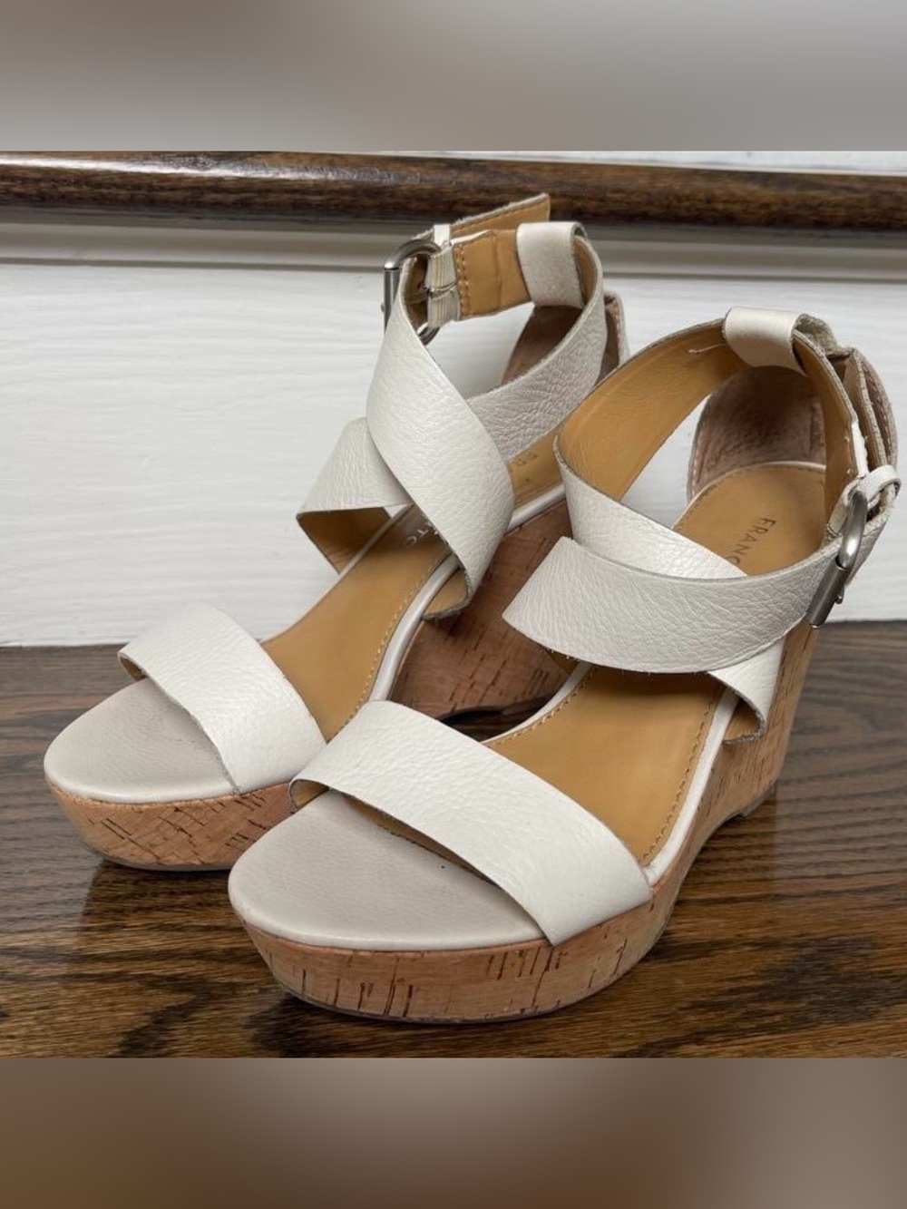 White Cork Wedge Sandals - Franco Sarto